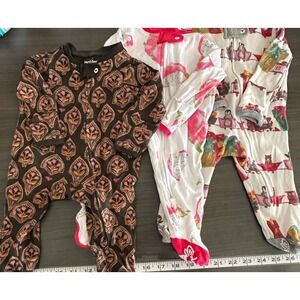 Lot Of 3 Pcs Burt's Bees Organic Cotton‎ NB Newborn Baby Sleepers Paisley Floral